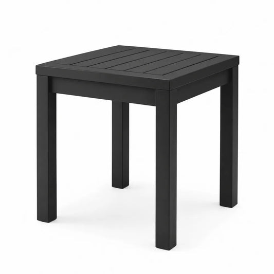 Table de jardin carrée 50 x 50 x 45 cm acacia massif noir plateau à lattes structure bois