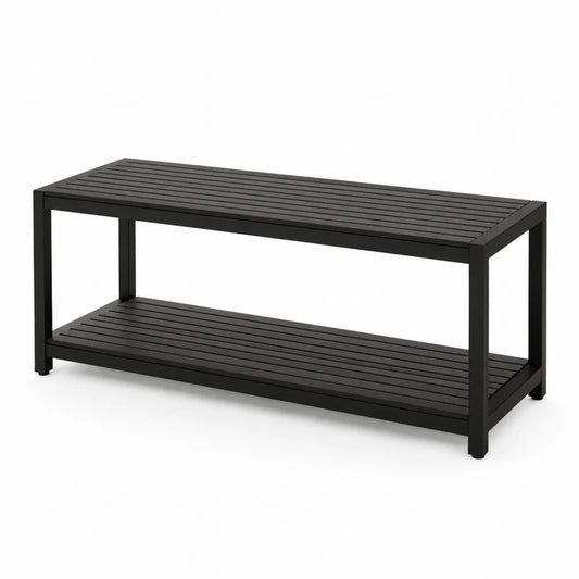 Banc de jardin rectangulaire 2 niveaux acier thermolaqué noir 100 x 35 x 45 cm
